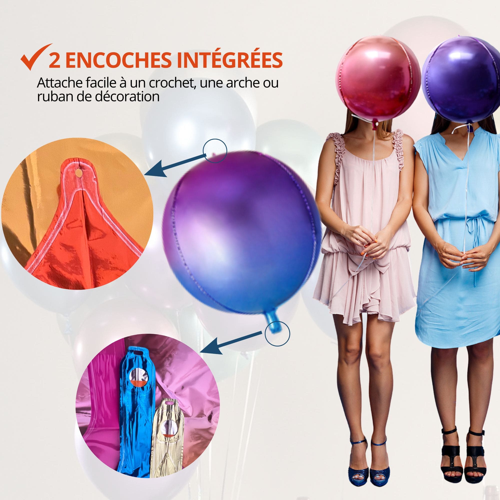 5 ballons brillants ronds 56cm pour vos fêtes