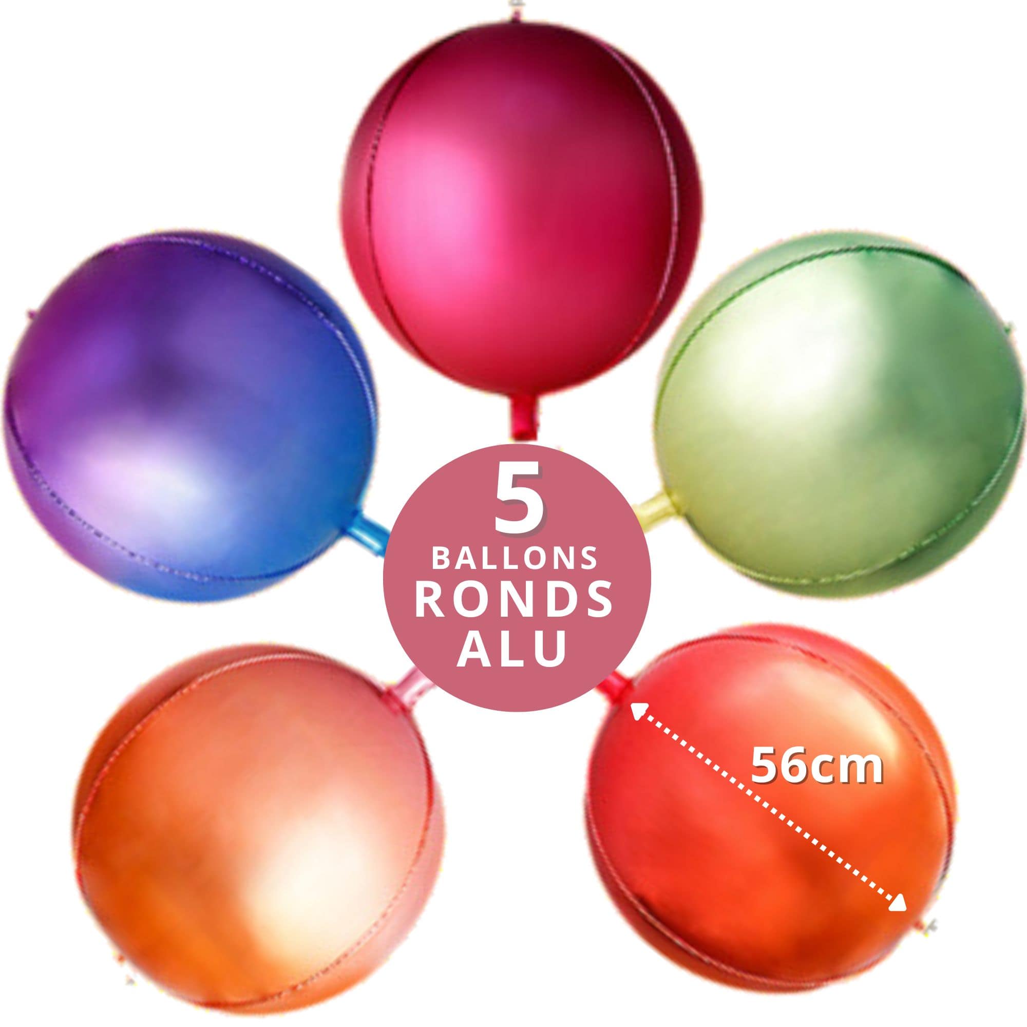 5 ballons brillants ronds 56cm pour vos fêtes